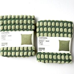 IKEA Svartpoppel Cushion Pillow Cover 20x20 Set of 2 Tactile Pattern Grey Green